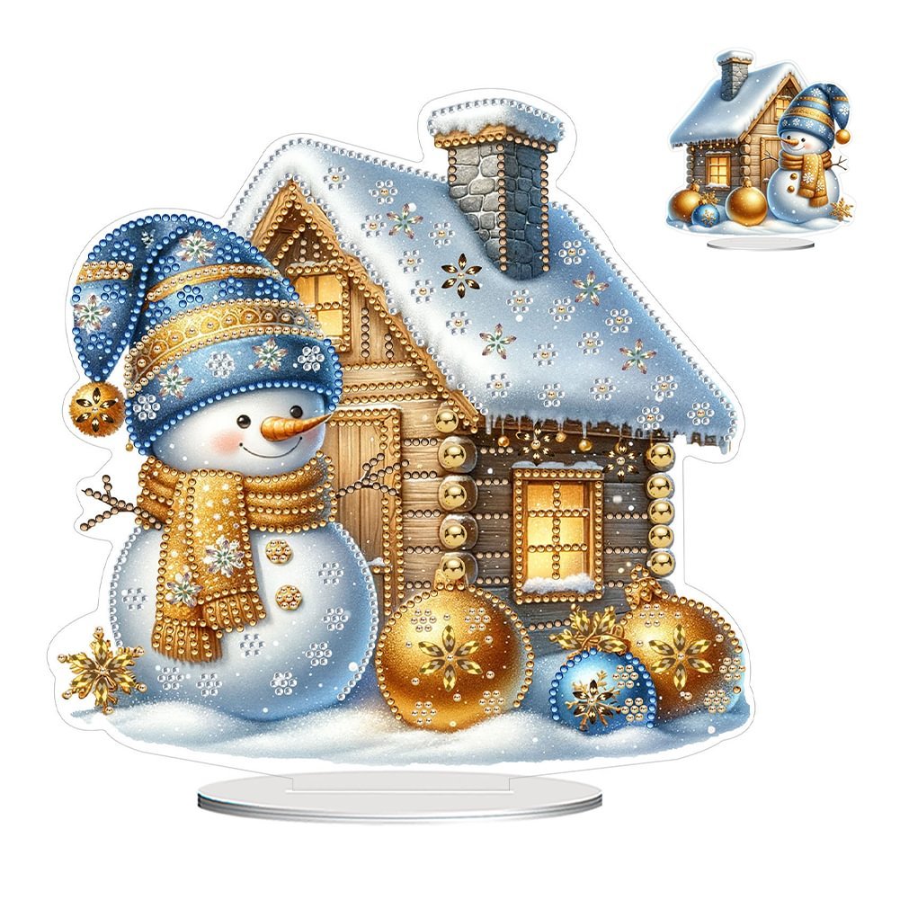 Diamond Painting Acrylic Winter Christmas Snowman 5D DIY Table Craft