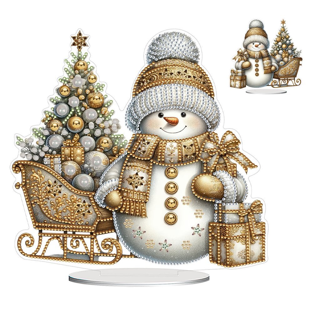 Diamond Painting Acrylic Winter Christmas Snowman 5D DIY Table Craft