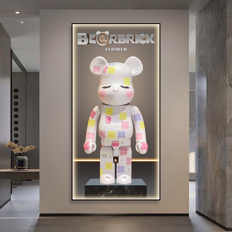 modern luxury vertical decor violent bear trend pop living room decor led crystal porcelain diamond wall art painting