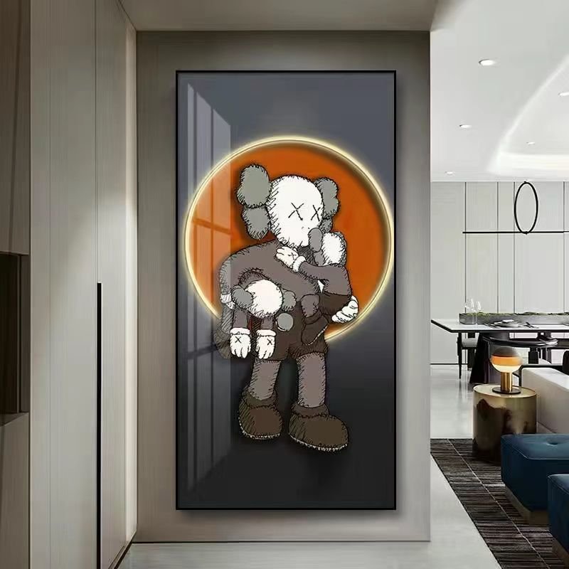 modern luxury vertical decor violent bear trend pop living room decor led crystal porcelain diamond wall art painting