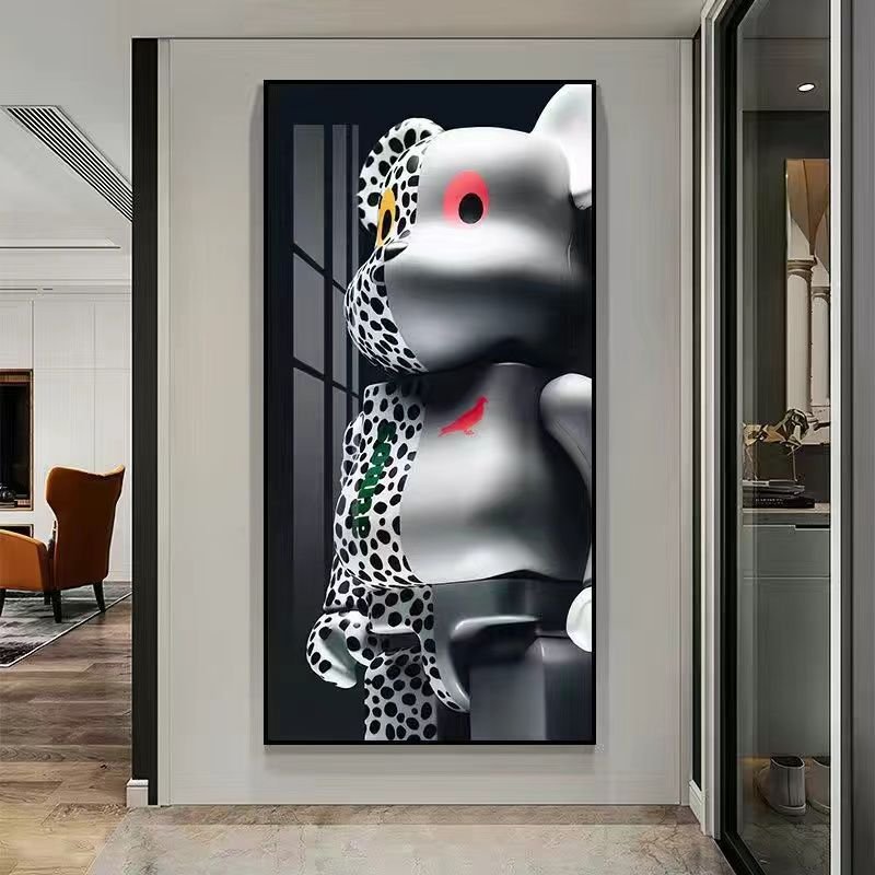 modern luxury vertical decor violent bear trend pop living room decor led crystal porcelain diamond wall art painting