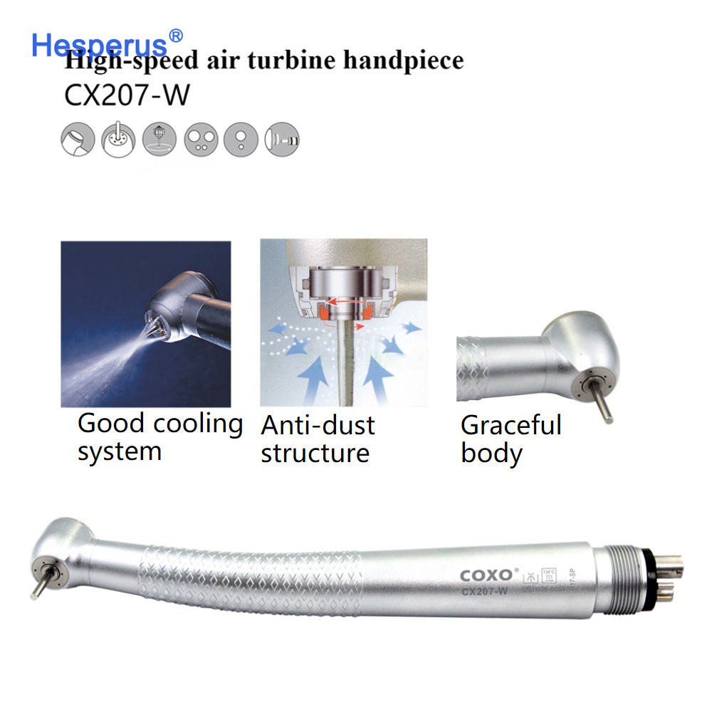 COXO CX207-W Dental Push Button Air Turbine Handpiece Dental High Speed Handpieces Coxo High Speed Handpiece Dentistry Toold