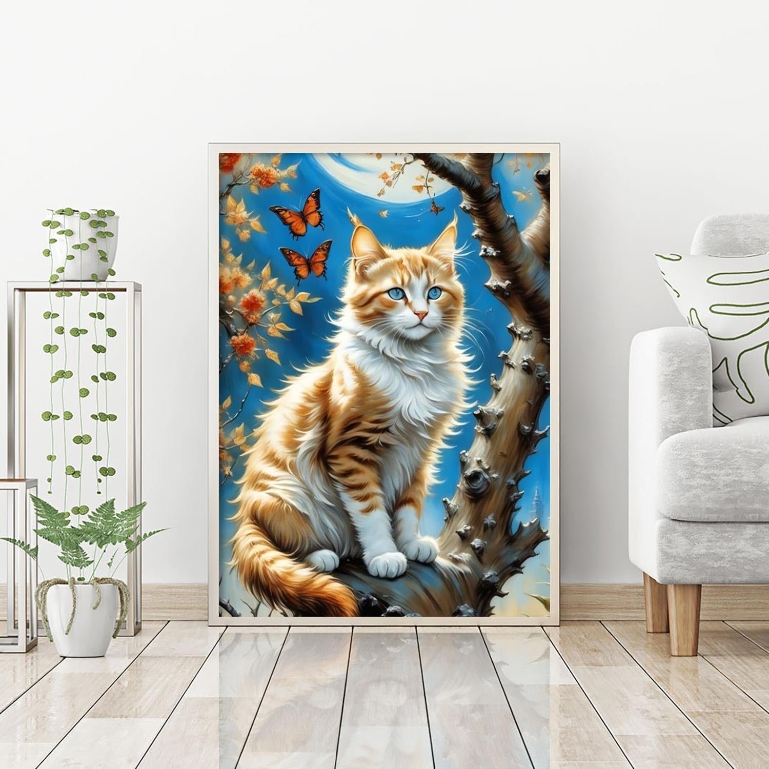 Adult Diamond Painting Set, Animal Cat 5D DIY Round Diamond Art Suitable for Home Wall Decoration Diamond painting and wall arts