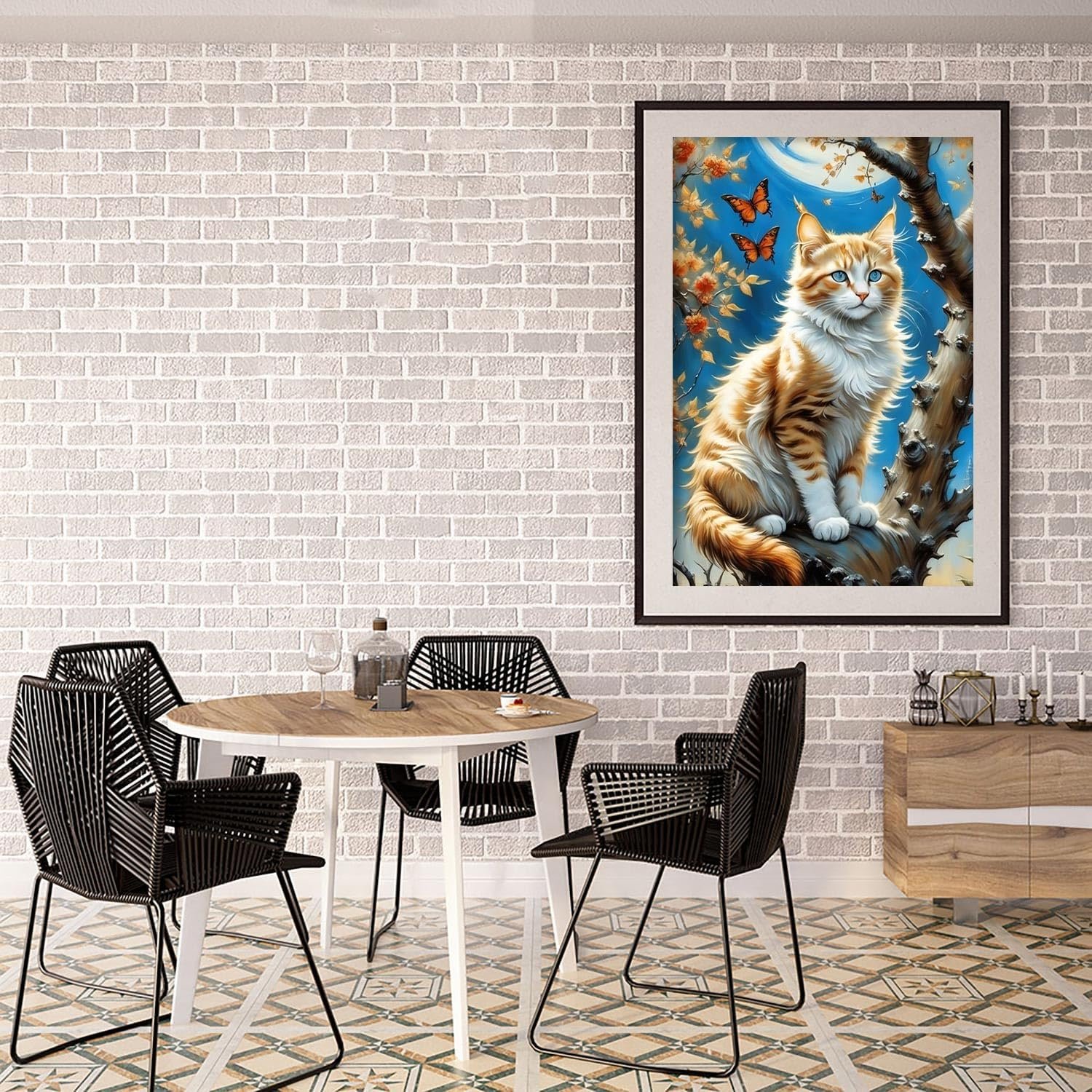 Adult Diamond Painting Set, Animal Cat 5D DIY Round Diamond Art Suitable for Home Wall Decoration Diamond painting and wall arts