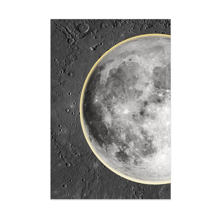 Star Moon Earth Nordic Home Decor Wall Art Prints Posters round canvas frame diamond moon painting with led light