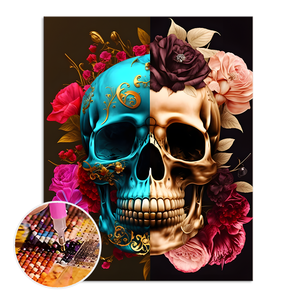 Hot Sell Skeleton Flower Living Room Decoration Painting Wall Art Diy Diamond Painting Art Kit For Home