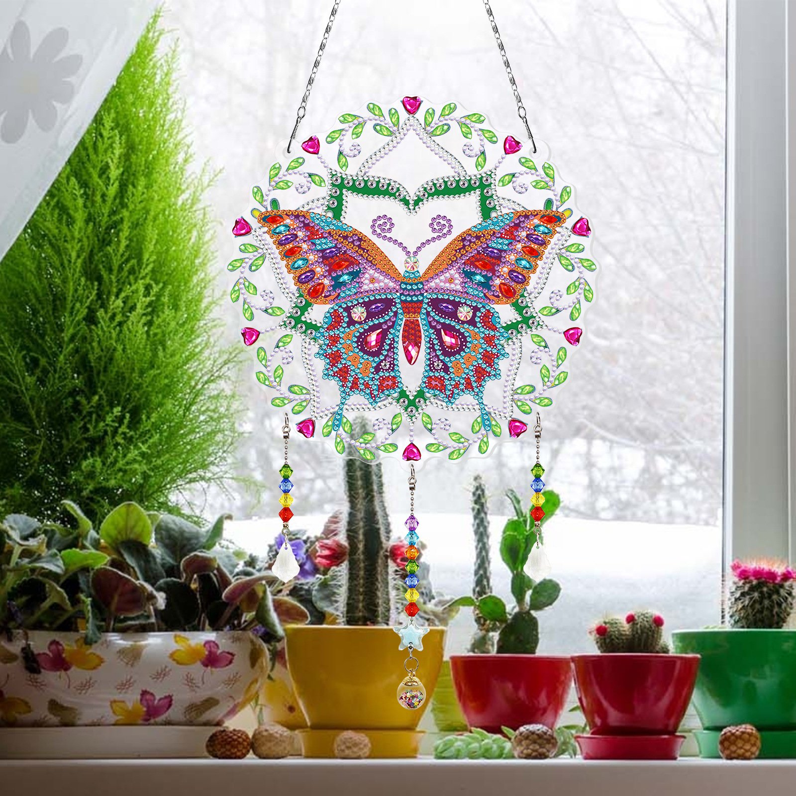 Hot Selling Christmas Home Decoration Gift For Girl Diamond Painting Craft Wind Chime Sun Crystal Diamond Painting Gft