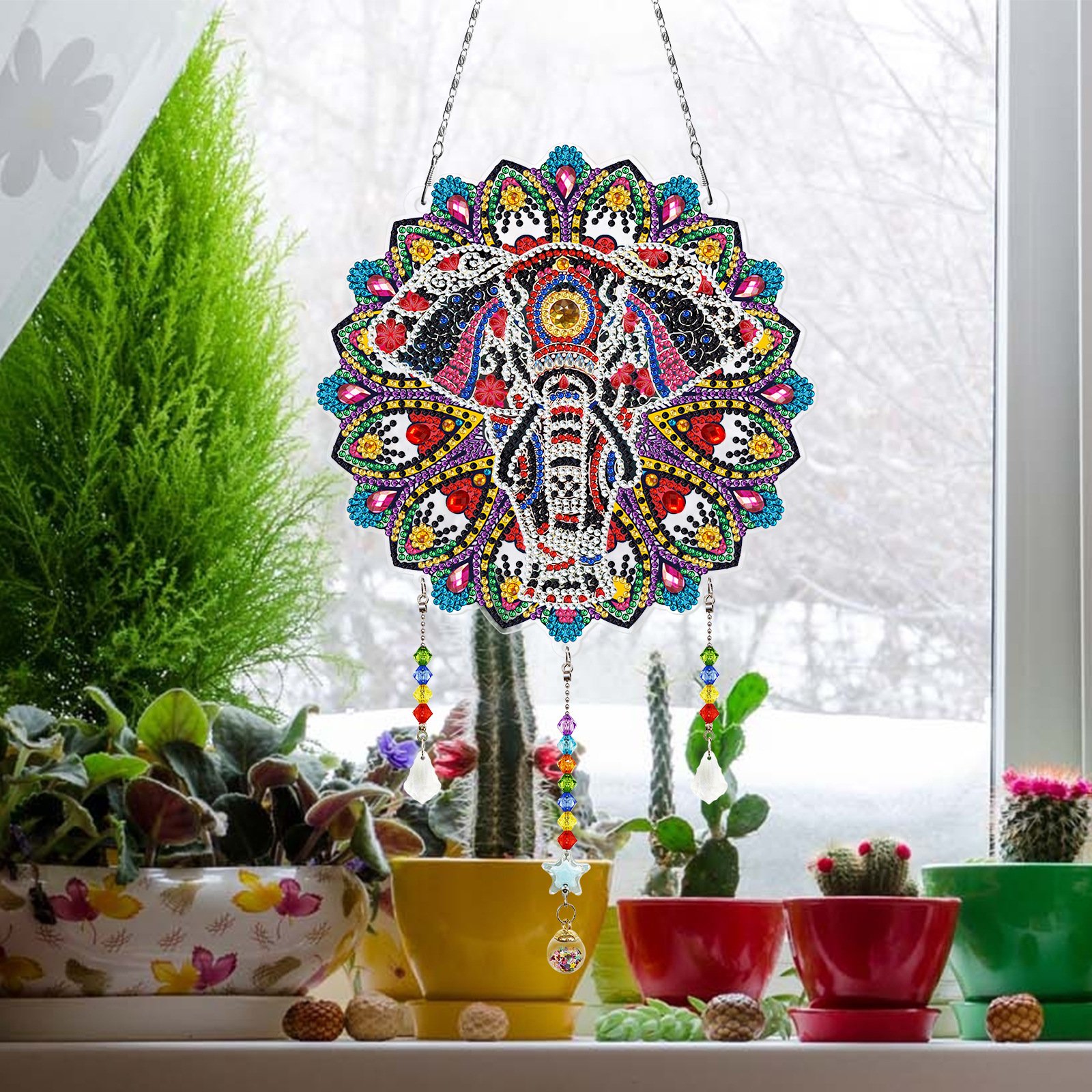 Hot Selling Christmas Home Decoration Gift For Girl Diamond Painting Craft Wind Chime Sun Crystal Diamond Painting Gft