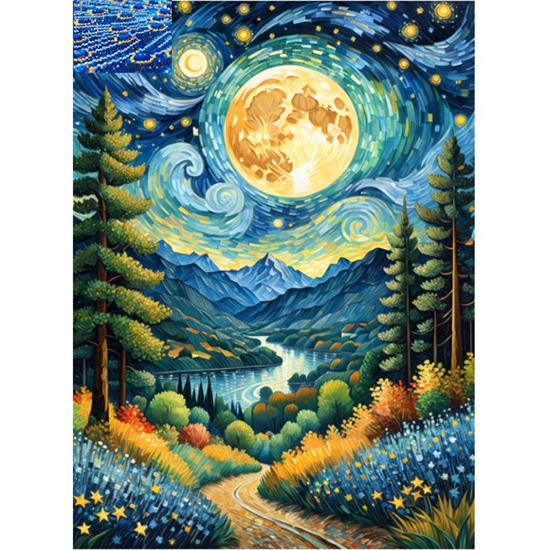 natural landscapes evening diamond painting diamond art kit gemstone art round drill kit for home dec.