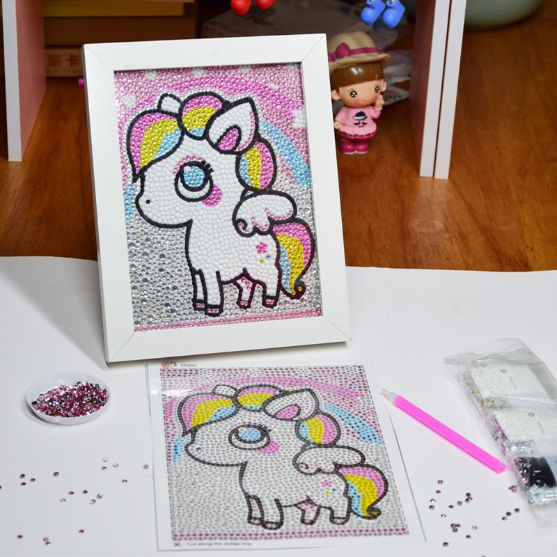 Cartoon Diamond Painting by Number Kits Deer Unicorn Owl Crystal Diamond Painting for Kids Home Decoration 18x23cm