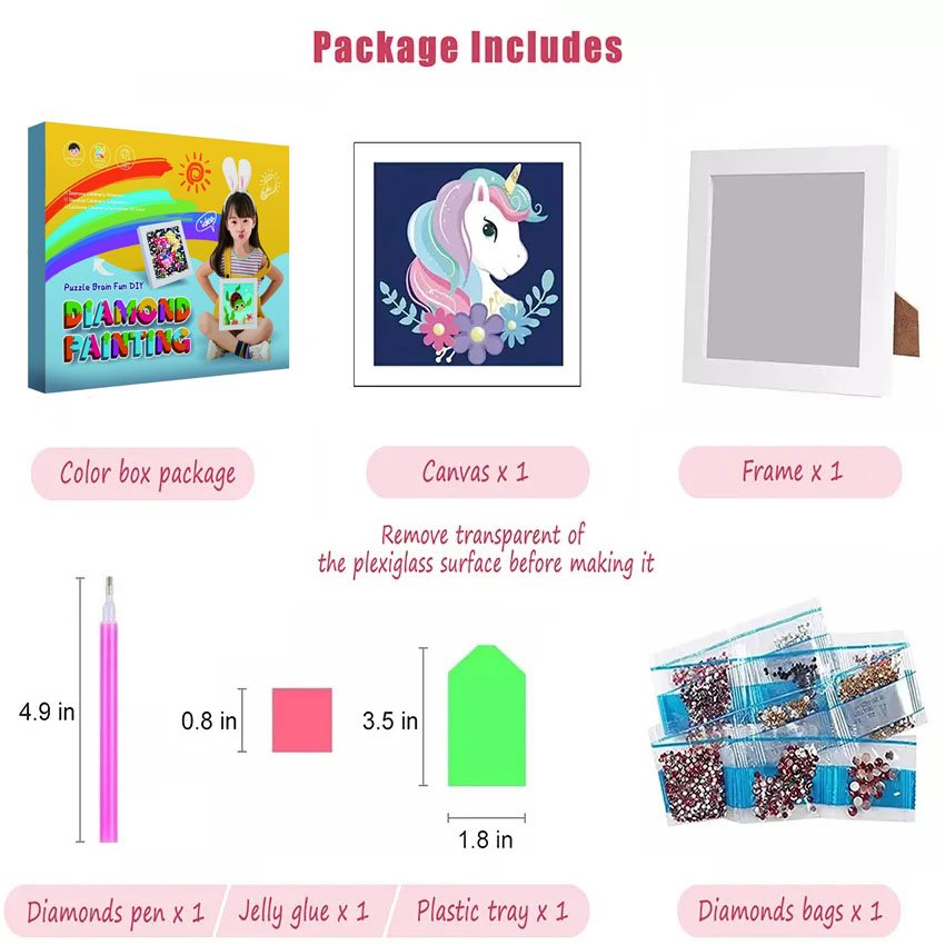 Cartoon Diamond Painting by Number Kits Deer Unicorn Owl Crystal Diamond Painting for Kids Home Decoration 18x23cm