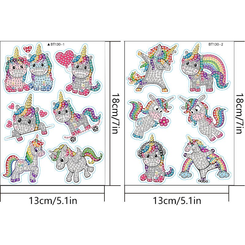 Diamond Painting Stickers Kits for Kids Gem Paint by Numbers Diamonds Arts for Boys and Girls DIY unicorn kit with Dots