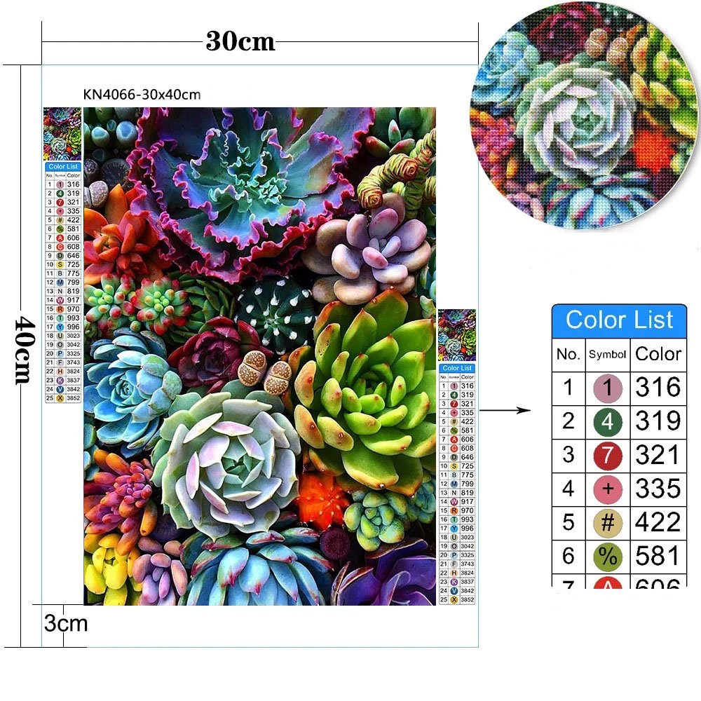 5D Diamond Painting Kits for Adults Succulents Diy Diamond Painting Landscape 5D Diy Diamond Painting Kits Flower