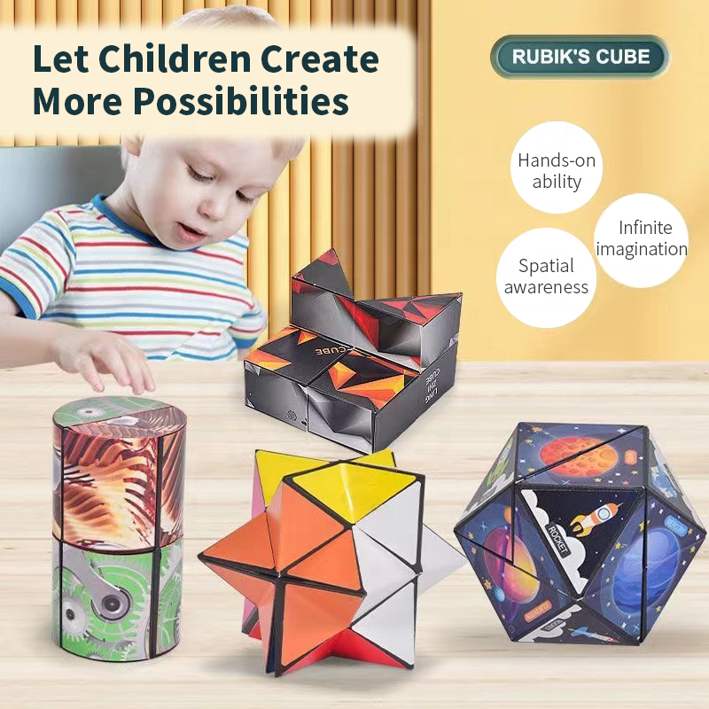 Kids Gift 3D Color Stereoscopic Mathematical Geometric Puzzle Game Cube Toy Stress Reducing Infinite deformation cube Small Toys