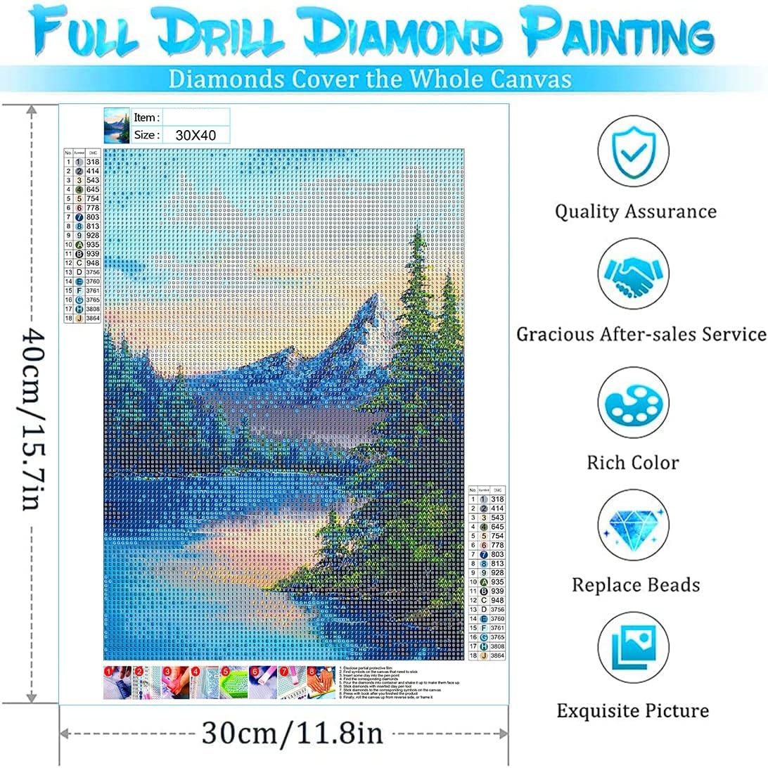 Diamond painting art landscape DIY5D lakeside scenery painting round diamond art home wall decoration gift bedroom accessories
