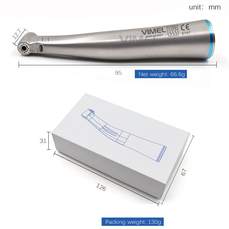 Dental Low Speed Handpiece Mini Head Four Way Water Spray With LED Optic Fiber Push Button Contra Angle