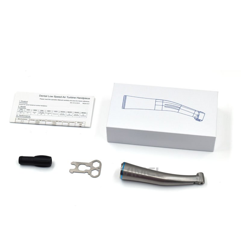 Dental Low Speed Handpiece Mini Head Four Way Water Spray With LED Optic Fiber Push Button Contra Angle