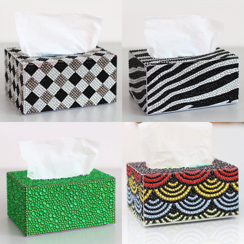 5D Wholesale New Diy Cartoon Diamond Painting Children's Tissue Box Black Green Stripes Three Dimensional Handmade Art