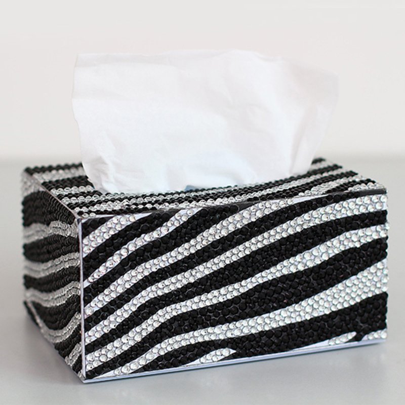 5D Wholesale New Diy Cartoon Diamond Painting Children's Tissue Box Black Green Stripes Three Dimensional Handmade Art