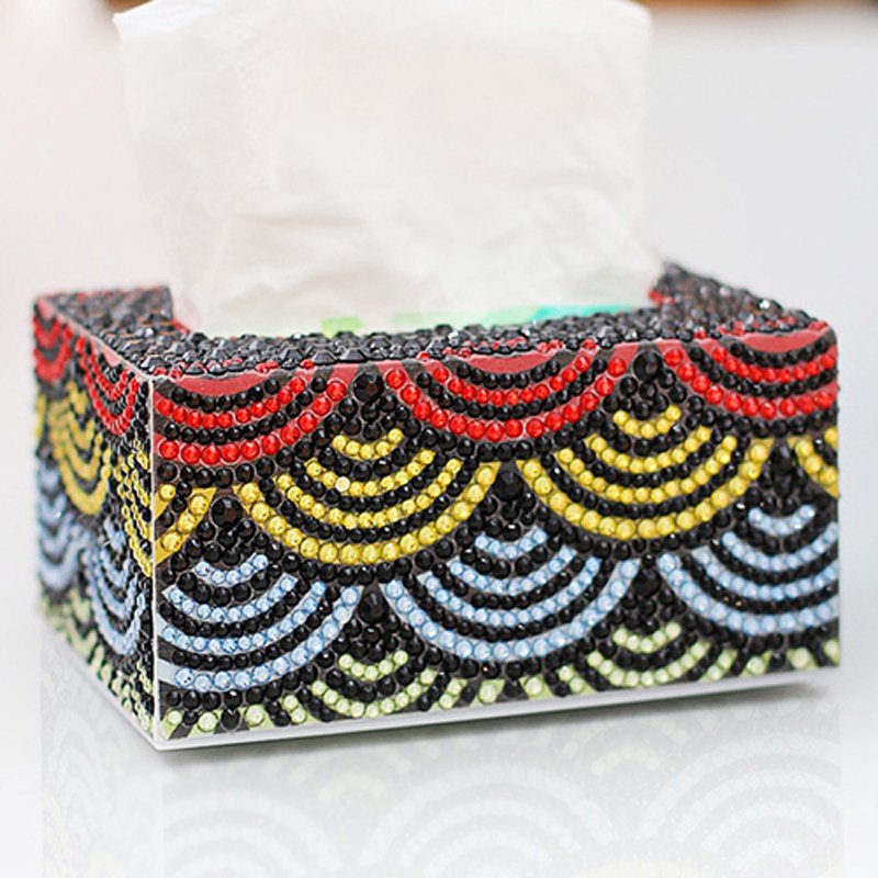 5D Wholesale New Diy Cartoon Diamond Painting Children's Tissue Box Black Green Stripes Three Dimensional Handmade Art