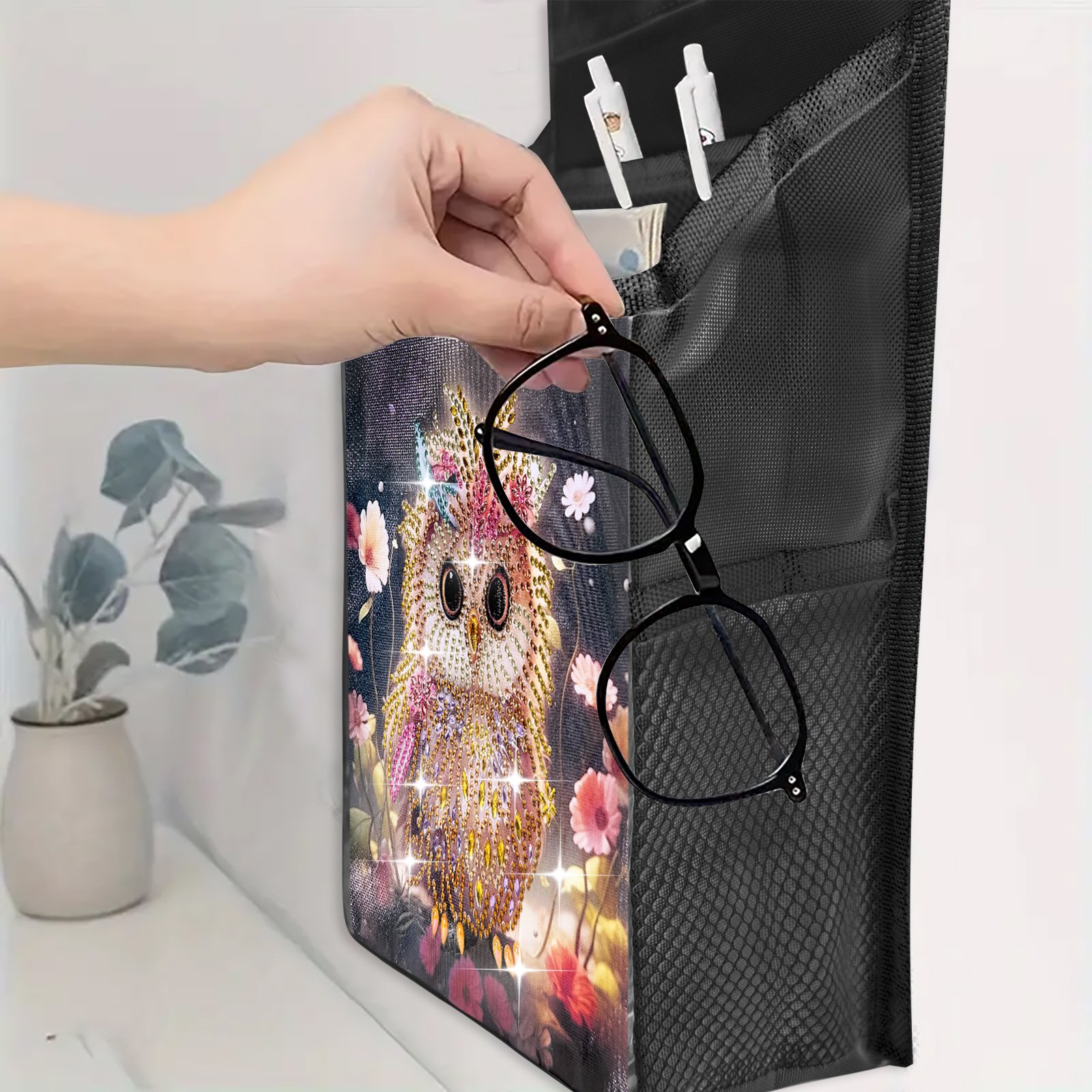 DIY Diamond Painting Door Owl Design Hanging Storage Bag