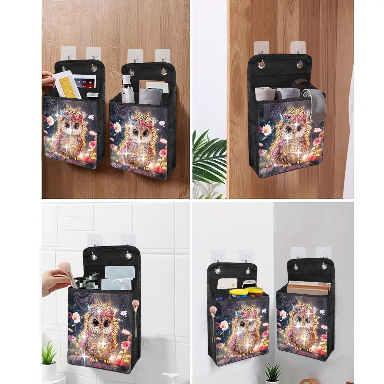 DIY Diamond Painting Door Owl Design Hanging Storage Bag