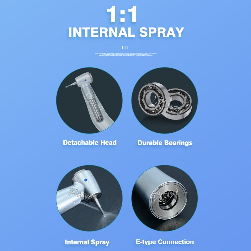 Detachable internal water spray low speed 1: 1 contra angle dental handpiece