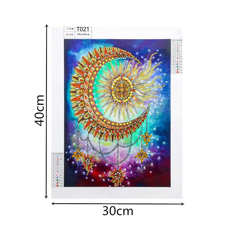 Special Shaped Diamond Painting Sun Moon DIY Partial Drill Crystal Diamond Art Painting Abstract Wall Art Decorative Painting