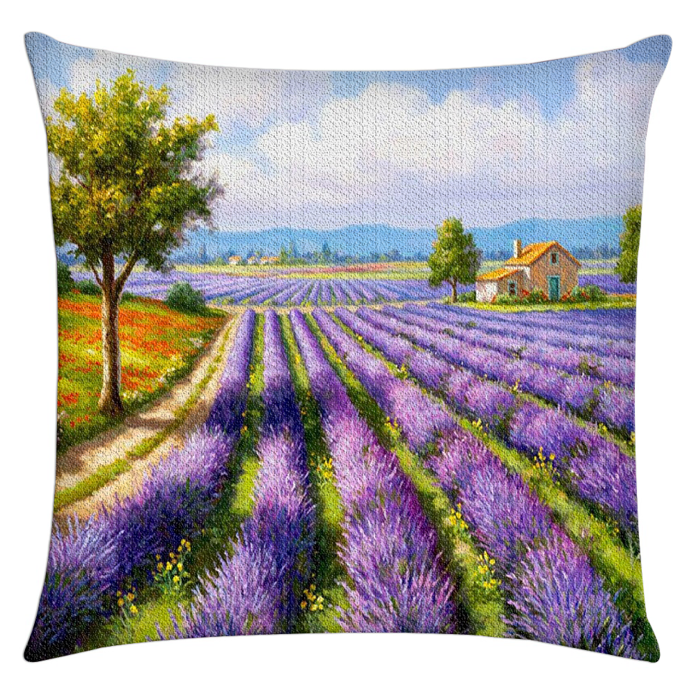 Lavender field landscape diamond painting pillow case 5D DIY rhinestone diamond painting for adults and teenagers