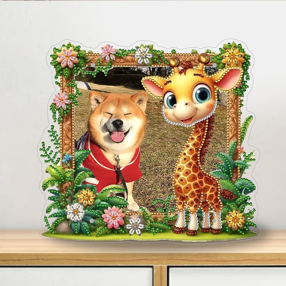 Flower Giraffe Diamond Painting Frame 5D DIY Craft Fashion Accessories