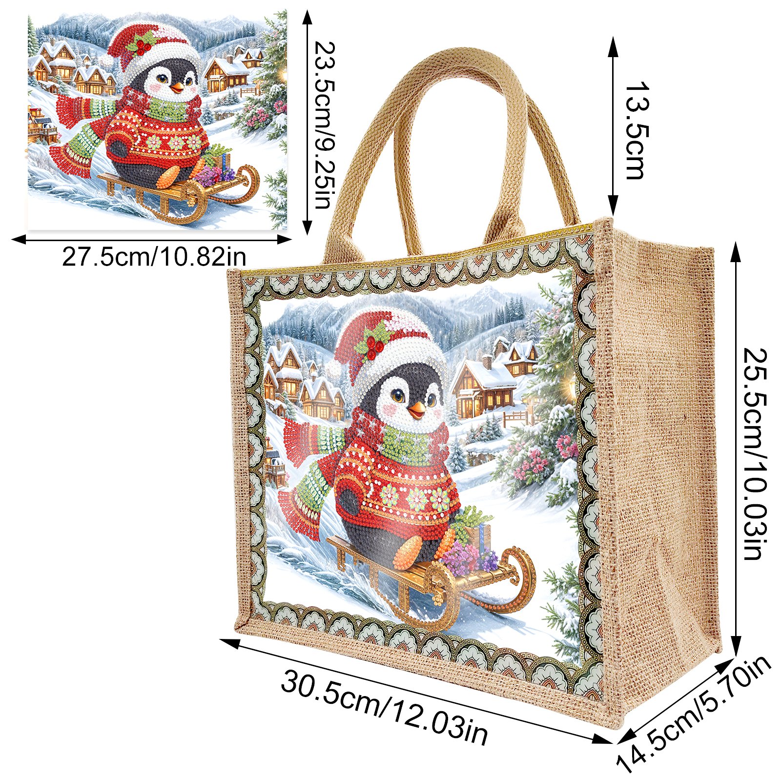 Christmas Dog Diamond Art Painting Tote Bag Kits XMAS DIY 5D Diamond Painting Handbag Kits