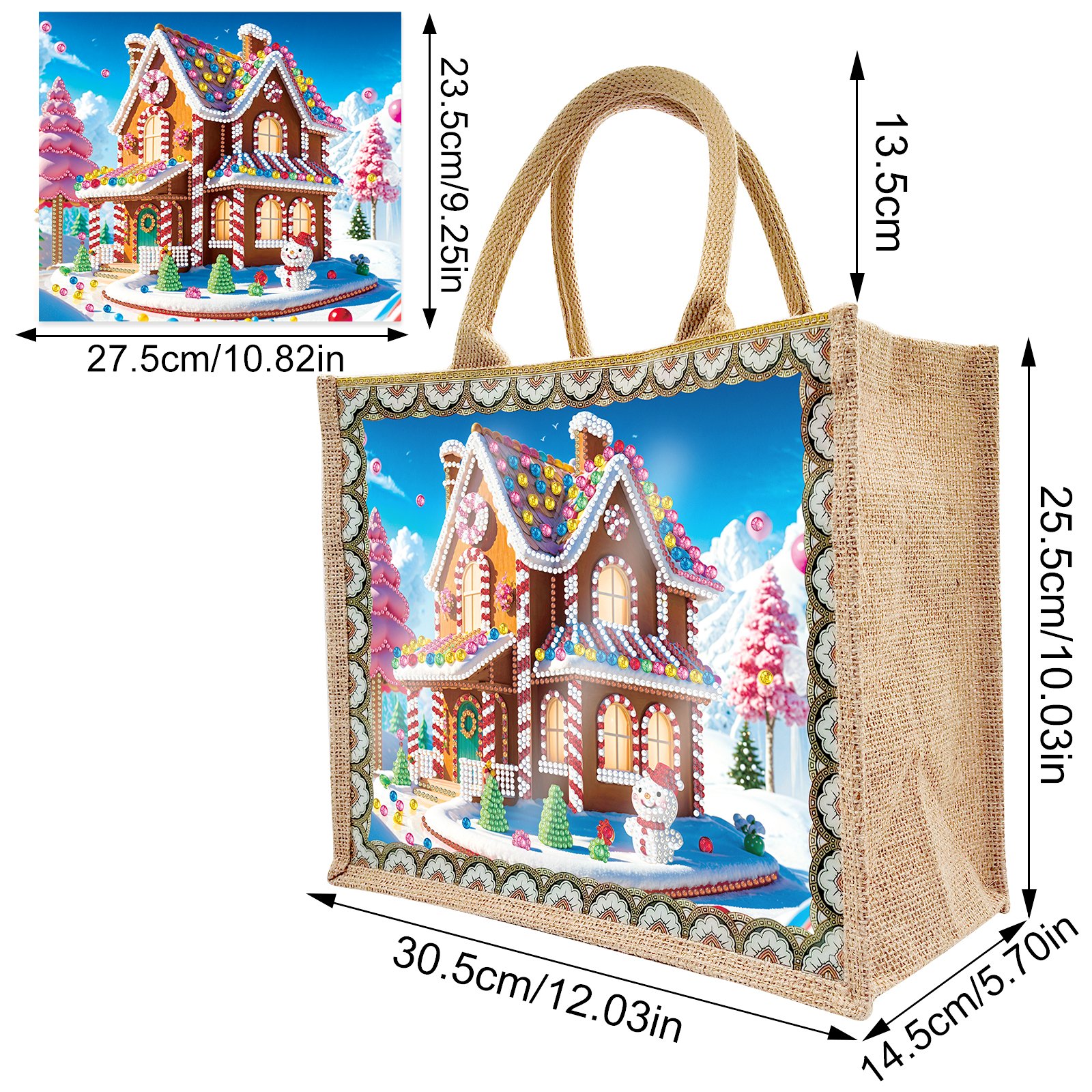 Christmas Dog Diamond Art Painting Tote Bag Kits XMAS DIY 5D Diamond Painting Handbag Kits