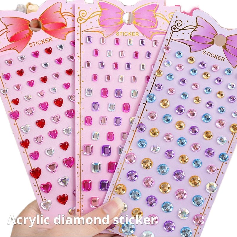 Colorful Love Drops Acrylic Diamond Toy Stickers DIY Pearl Gemstone Decorative Reward for Children