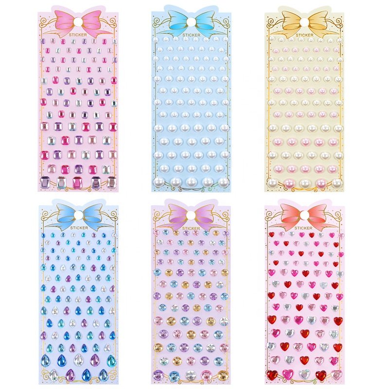 Colorful Love Drops Acrylic Diamond Toy Stickers DIY Pearl Gemstone Decorative Reward for Children