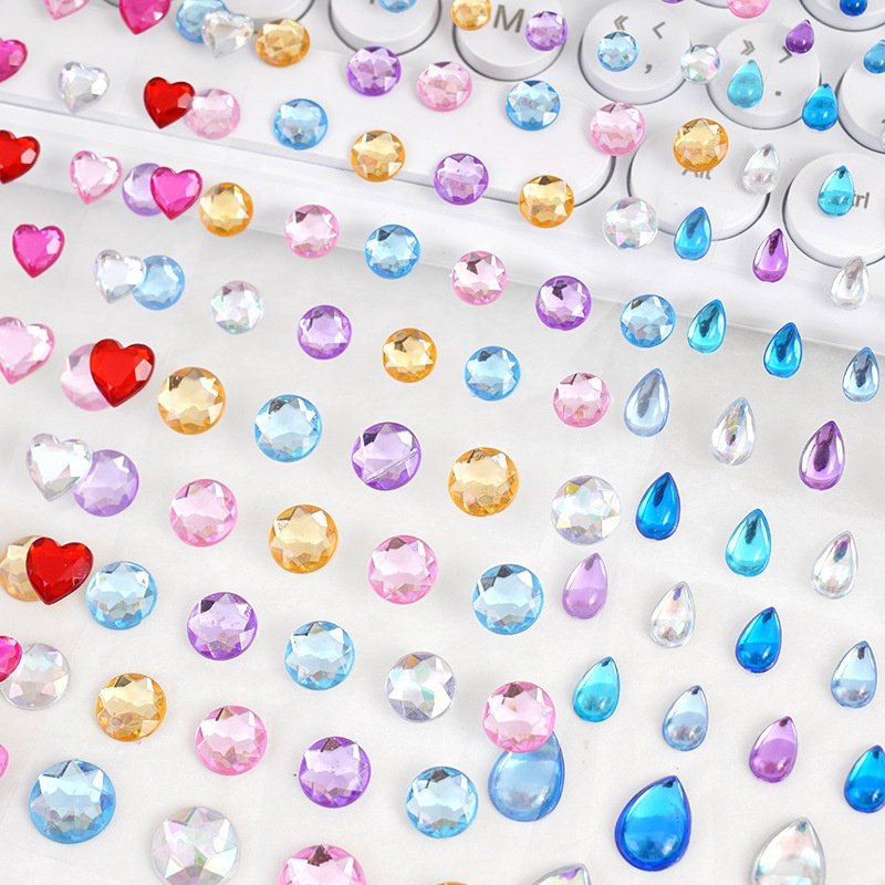 Colorful Love Drops Acrylic Diamond Toy Stickers DIY Pearl Gemstone Decorative Reward for Children