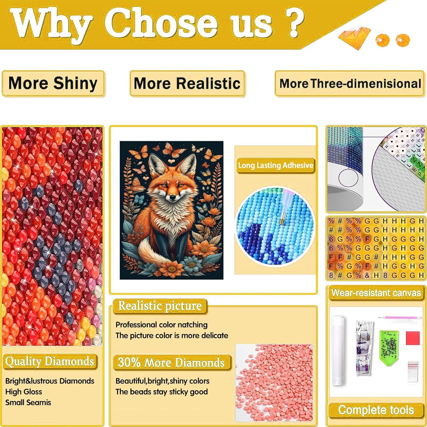 Adult Diamond Painting Set Cartoon Fox and Flower Decorative Painting 5D Round Diamond Art Home painting and wall Decoration Art