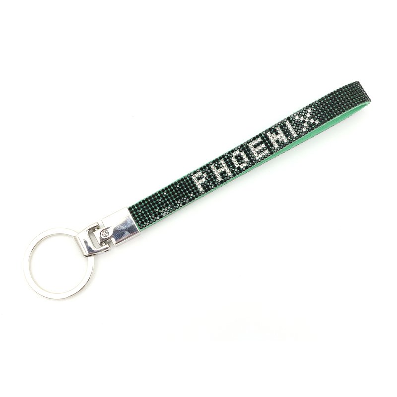 Custom Creative Logo Metal Ring Diamond Painting Clothing Charms Shiny Rhinestone Wristlet Lanyard Keychain