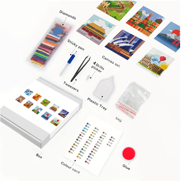 COOLEVE 13x13cm Mini 5D DIY Diamond Painting Gem Art Kit Creative Custom Roman Plant Landscape Animal Europe Design