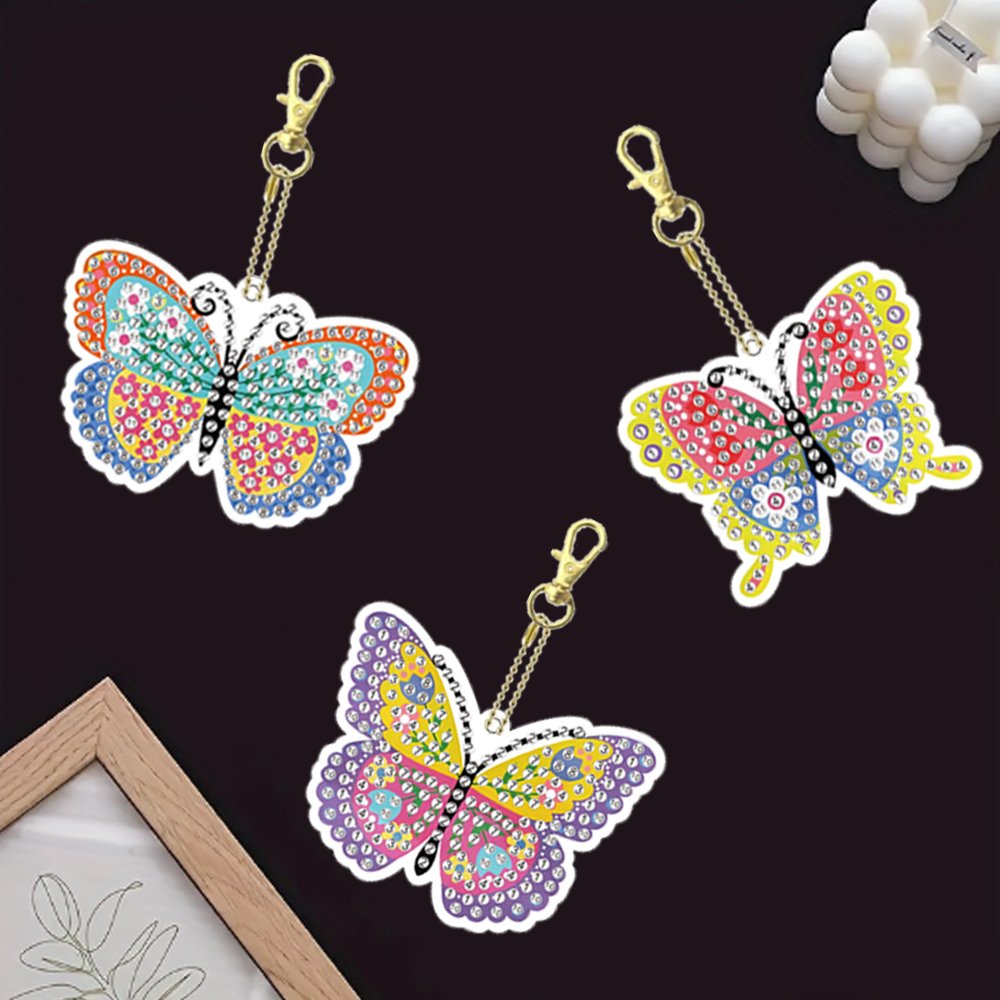 COOLEVE Factory Custom Diamond Paintings Full Square & Drill Beginners Kit OEM ODM Options Butterfly Keychain for Adults