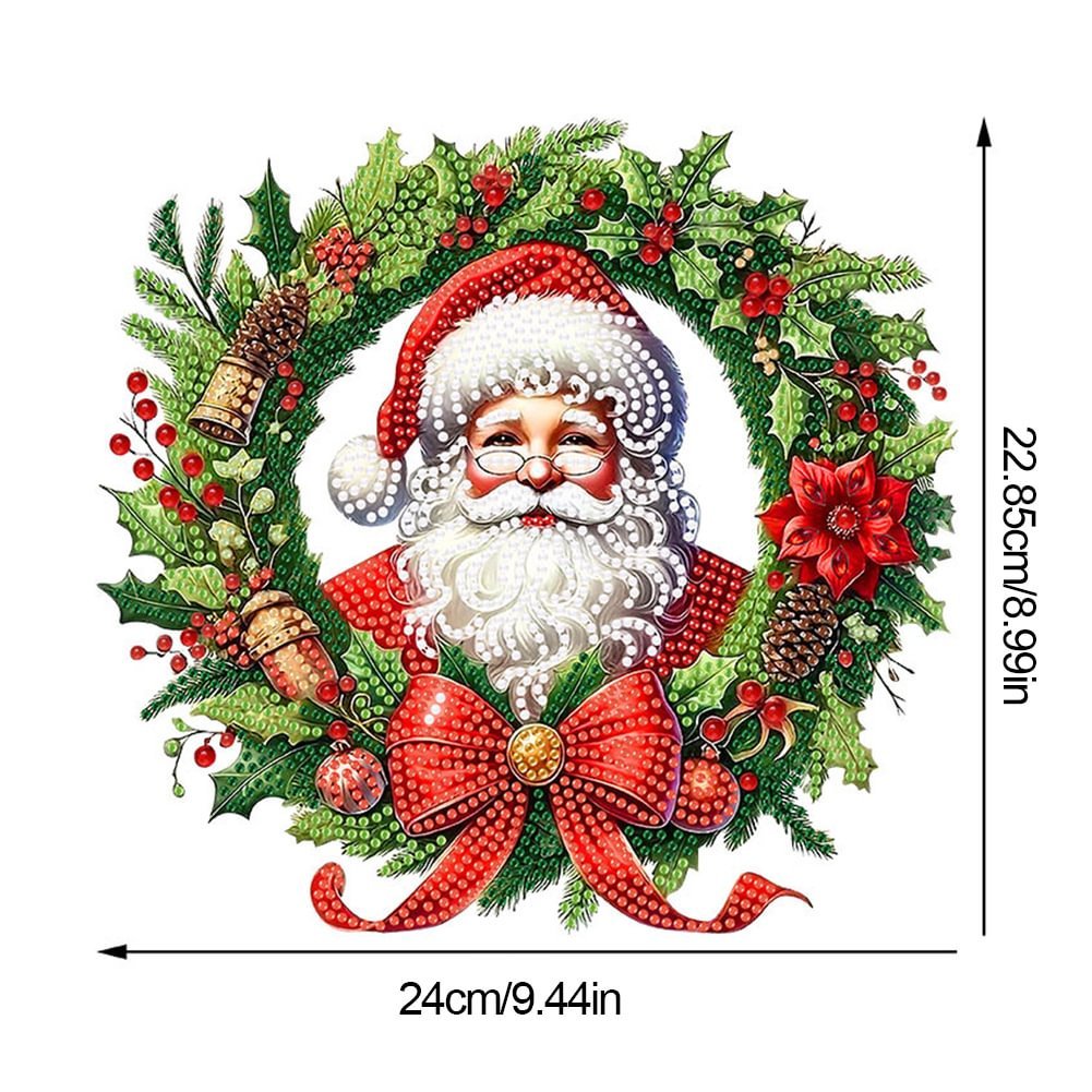 Home Decoration DIY Santa Claus Diamond Painting Hanging Ornament Christmas Wreath Special Shaped 5D Acrylic Diamond Pendant