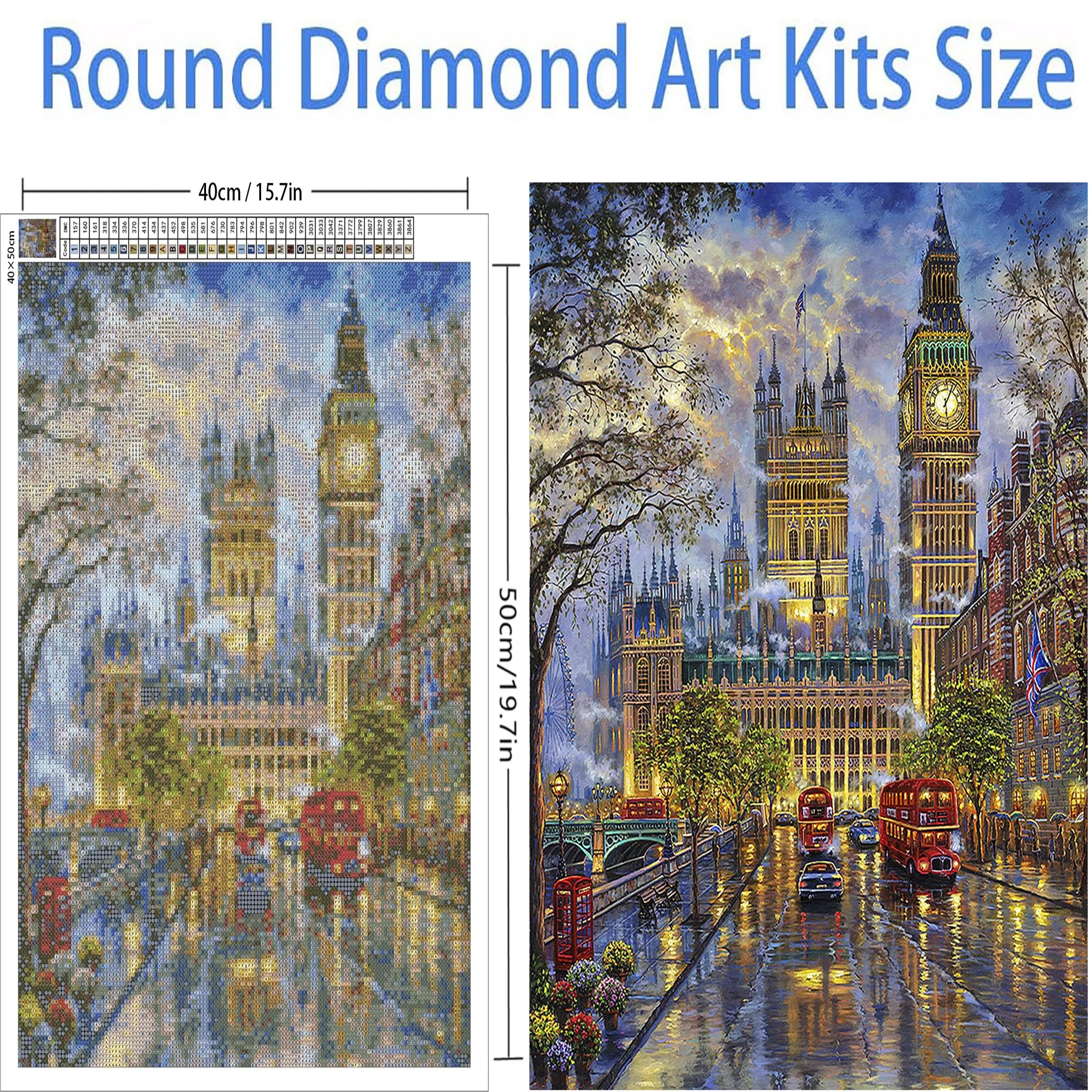 Diamond Painting Kit Round Full Diamond London Big Ben Diamond Painting Home Wall Decoration Art DIY London Landscape Painting