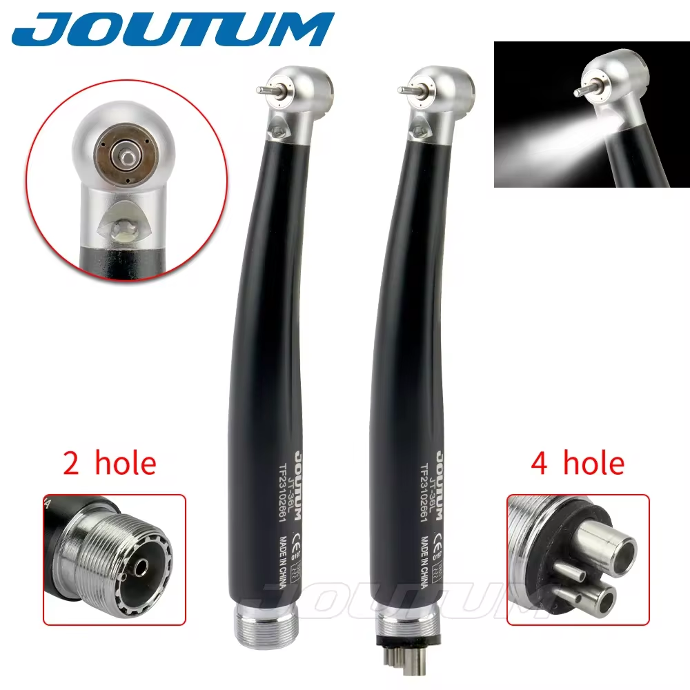 Dental Color Low Speed and LED High Handpiece Kit Push Button Contra Angle Single Way Water Spray Air Turbine 2/4 Hole