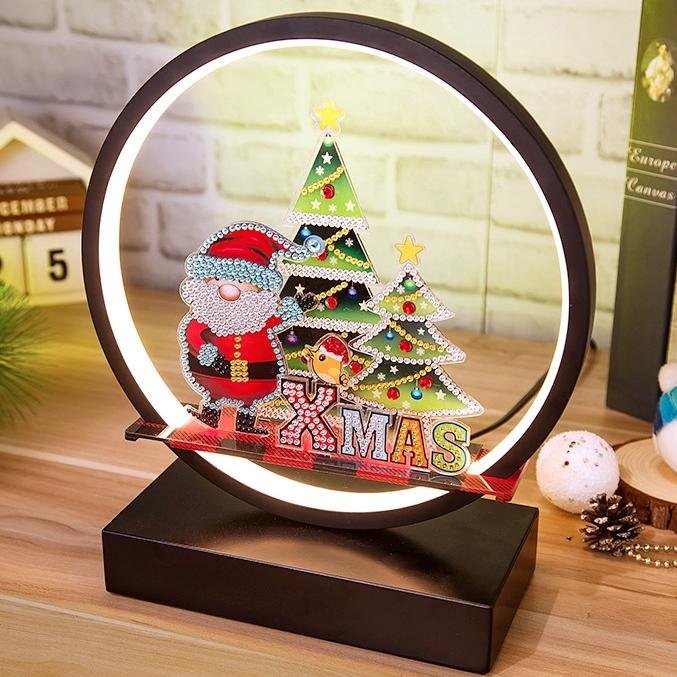 Xmas Festivals 25cm Three-color Led Light Ring Table Lamp For Party Decoration Christmas Mosaic DIY Diamond Painting Lamparas