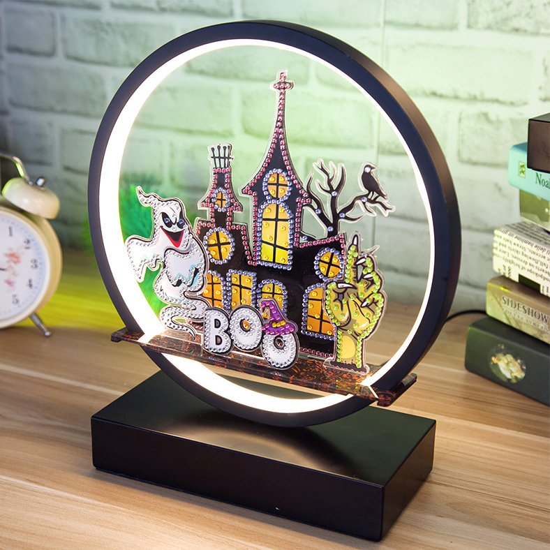 Xmas Festivals 25cm Three-color Led Light Ring Table Lamp For Party Decoration Christmas Mosaic DIY Diamond Painting Lamparas