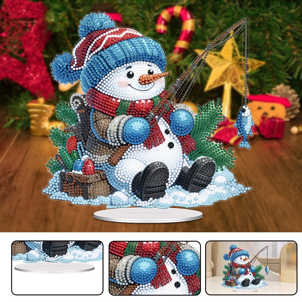 Wholesale DIY Snowman Christmas Decor Diamond Painting Desk Ornament Full Round Acrylic Diamond Painting Tabletop Ornament