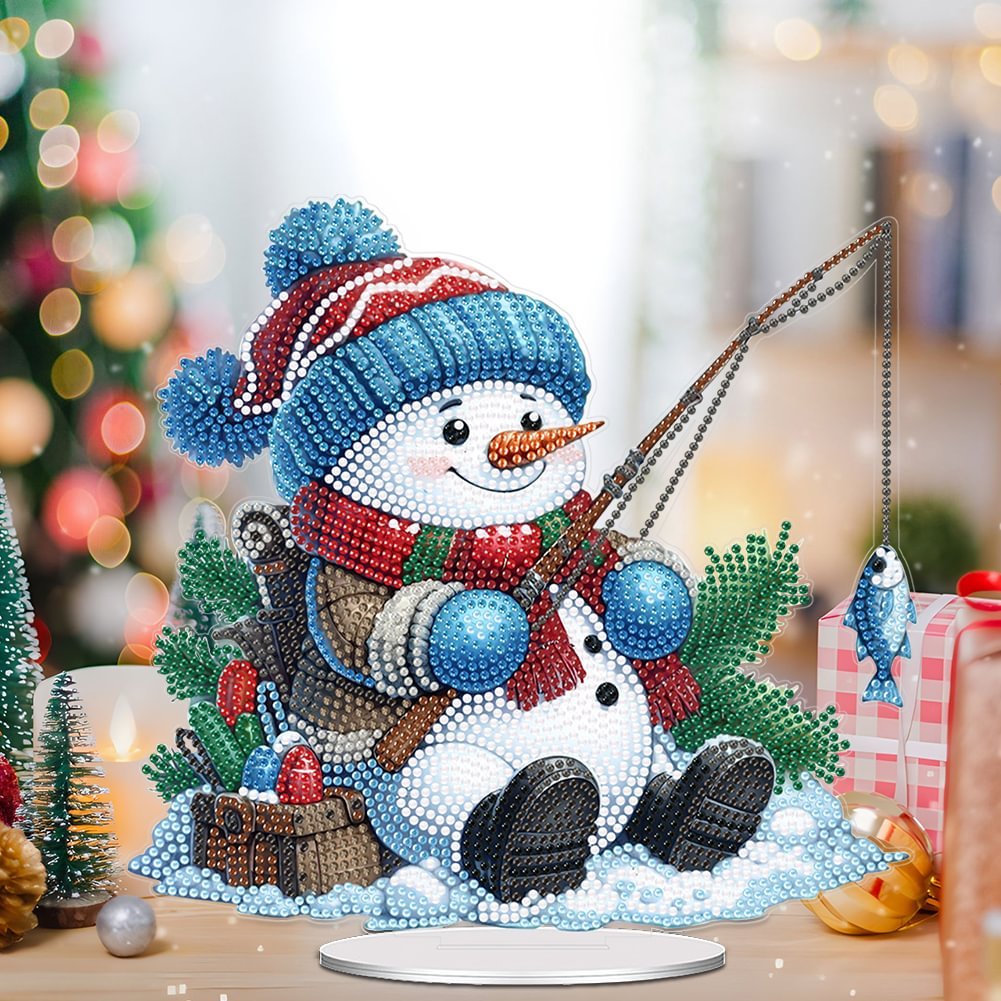 Wholesale DIY Snowman Christmas Decor Diamond Painting Desk Ornament Full Round Acrylic Diamond Painting Tabletop Ornament
