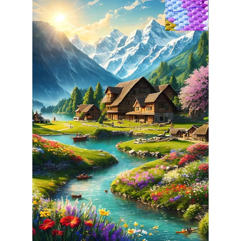 Natural mountain lake landscapes diamond painting kit 3d diamond art puzzles craft art gemstone beads painting