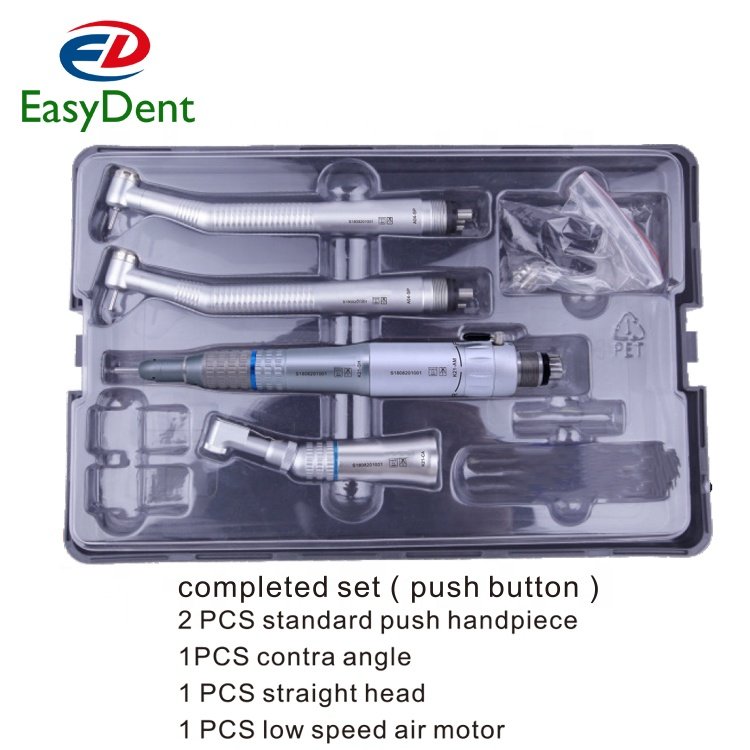 Multi function Dental High Speed and Low Speed Standard Head Push Button Handpiece Complete Set B2 M4 Dental Handpiece Kit