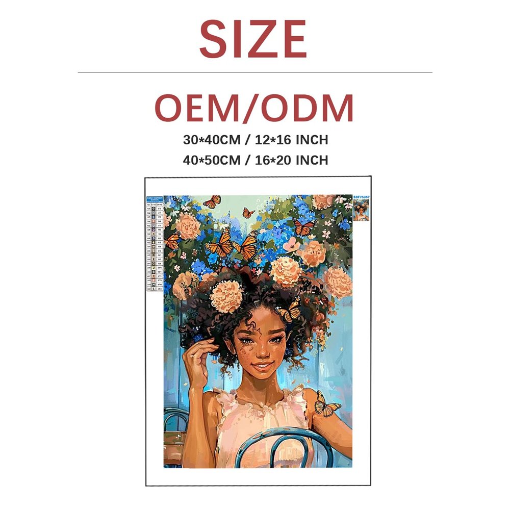 Full AB Drills Round Drill Black Girl Diamond Painting Portrait Diamond Art Picture DIY Kit Custom 5d Diamond Dot Painting