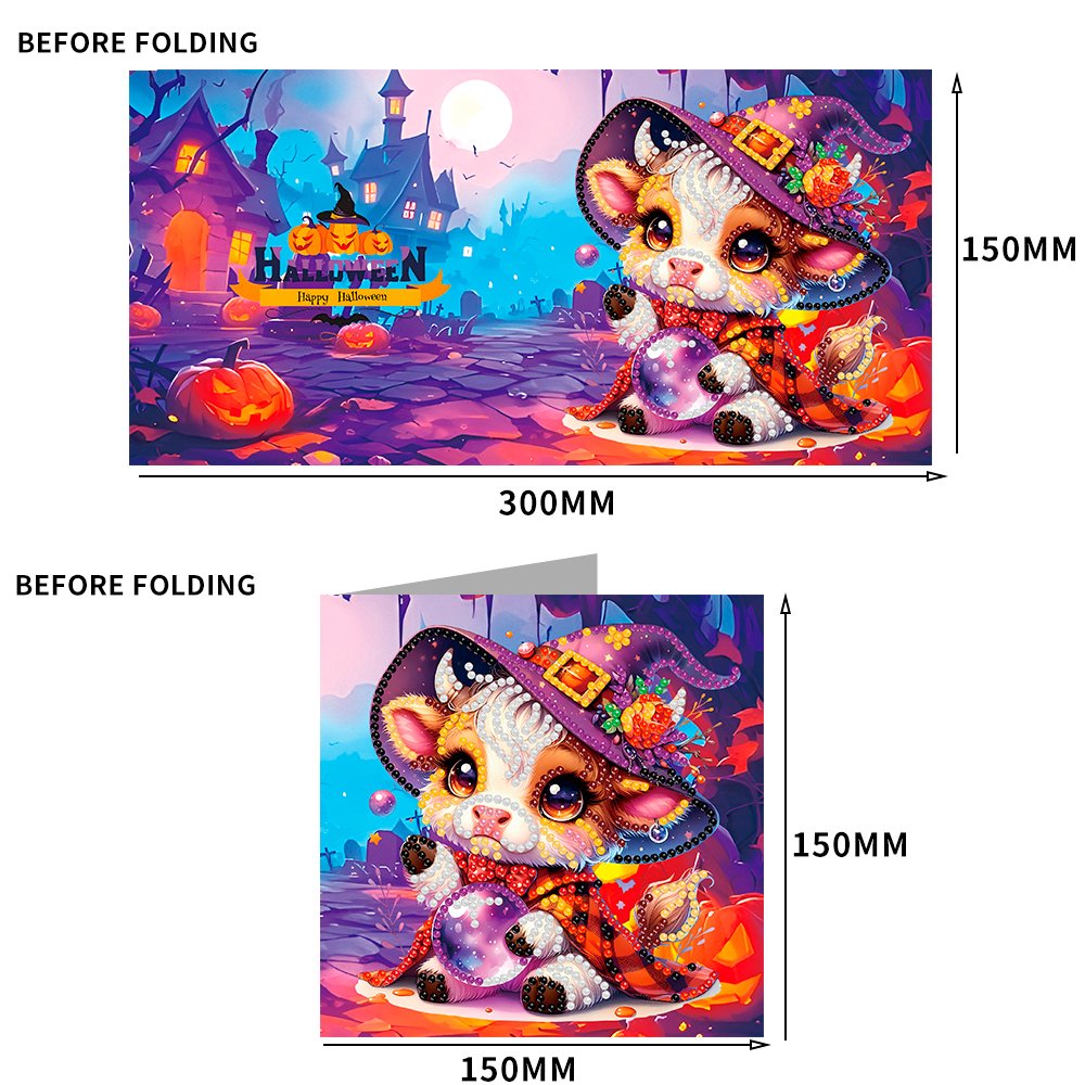 Halloween 5D Diamond Painting Greeting Card Diamond Art Painting Kit, Adult Pumpkin Diamond Art DIY Craft Decoration Gift